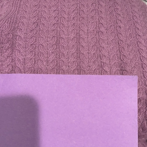 100% Cashmere Theory Super Soft Purple Cable Knit Sweater Petite P/TP - Picture 5 of 10
